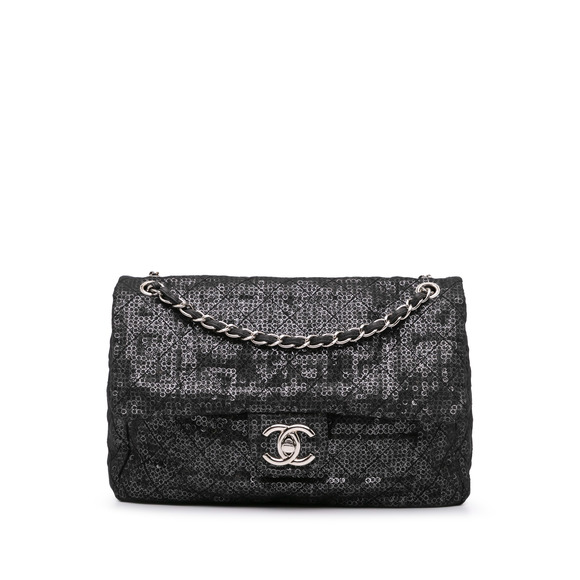Pre-Loved Chanel Maxi Hidden Sequins Mesh Flap - Picture 1 of 11